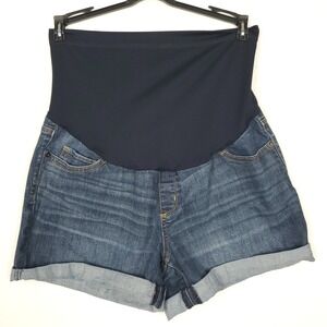 Liz Lange Maternity Jeans Shorts Size M (8-10) Blue Stretch Denim